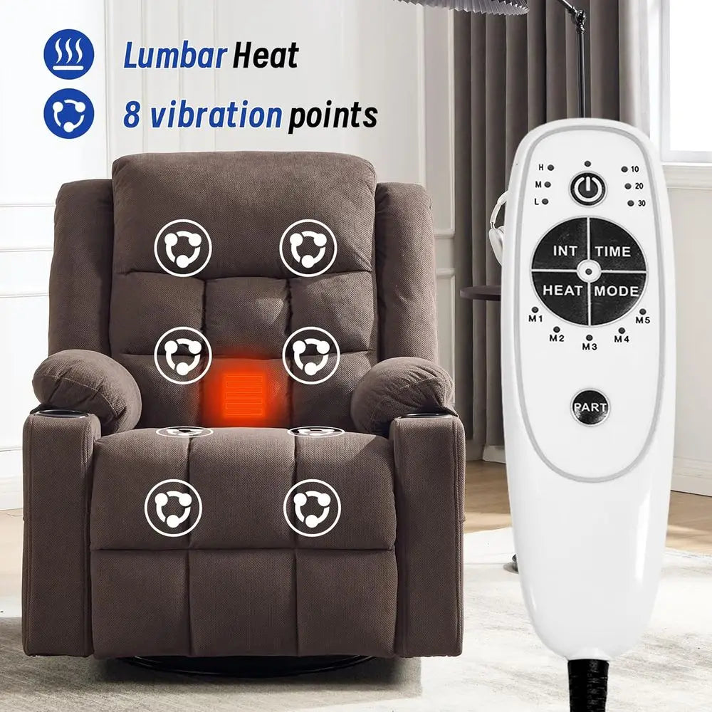 Swivel Recliner Chair With Massage And Heat For Adults