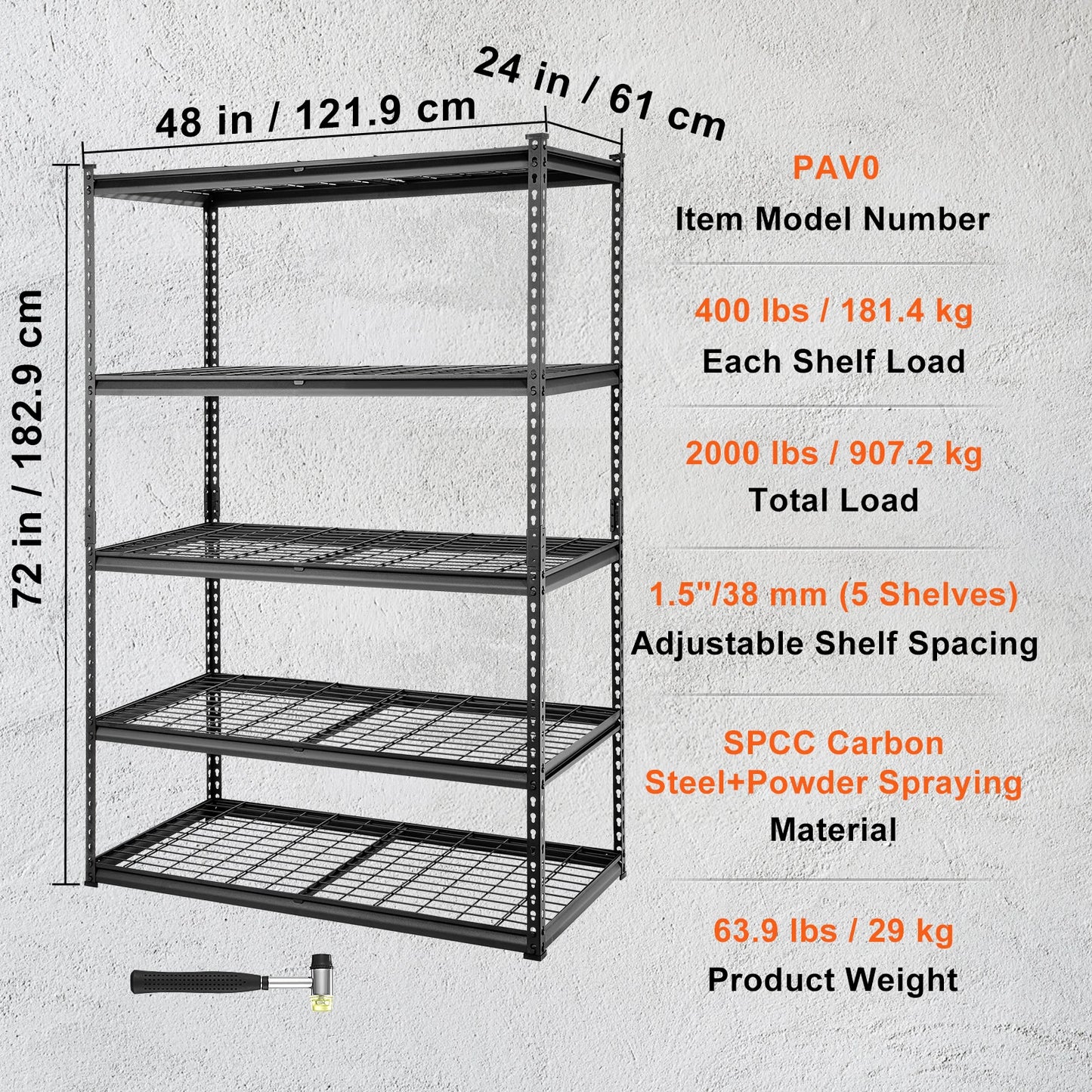 SucceBuy Five Tier Heavy Duty Garage Storage Shelving Unit