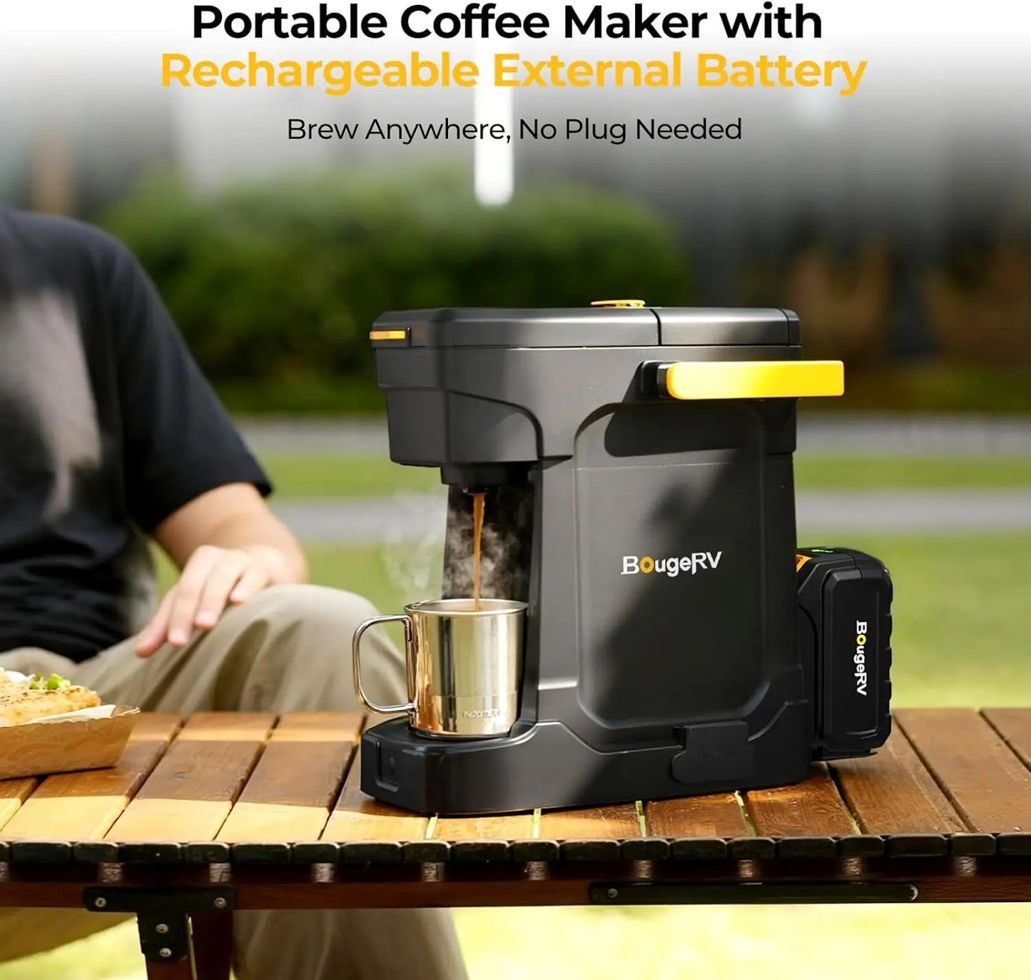 Cordless Portable Coffee Maker With 18V Battery For K Cup Pods And Ground Coffee