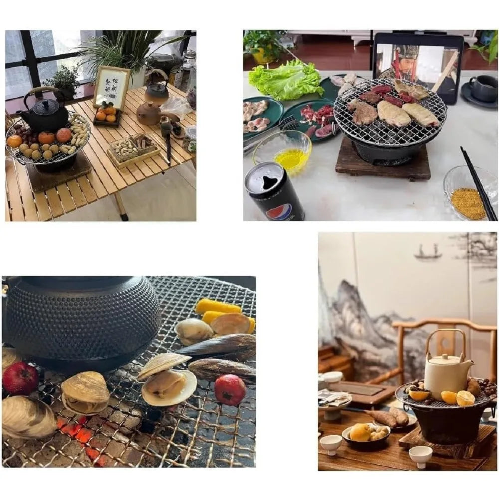 NBVCX Portable Cast Iron Mini Charcoal Grill For Camping