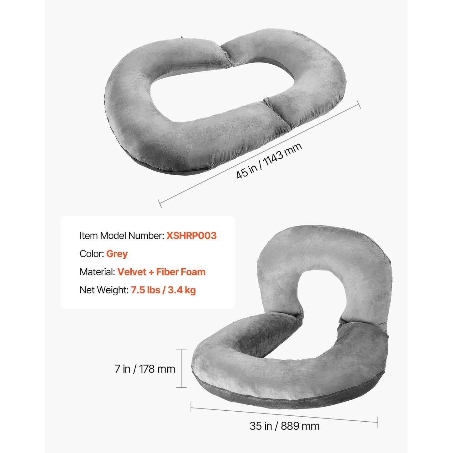 SucceBuy Reading Pillow With Shredded Memory Foam Pockets And Handle