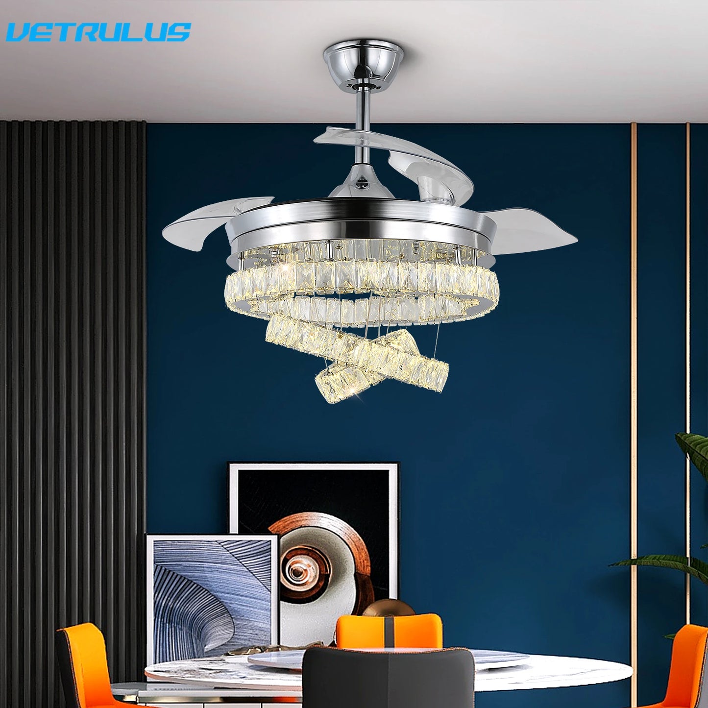 Vetrlus Modern 42 Inch Ceiling Fan With Led Light And Remote