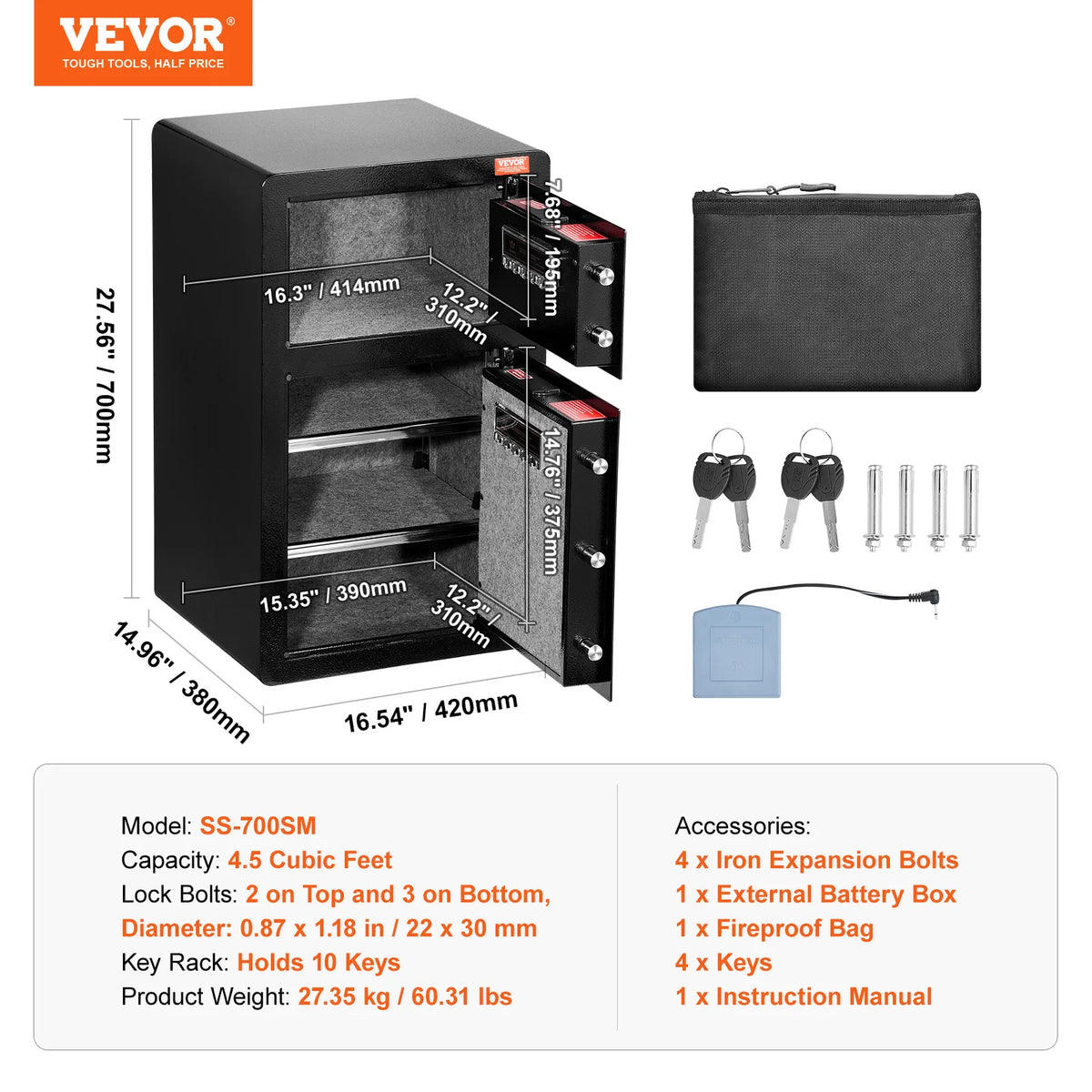 VEVOR Digital Double Door Safe With Fingerprint Lock