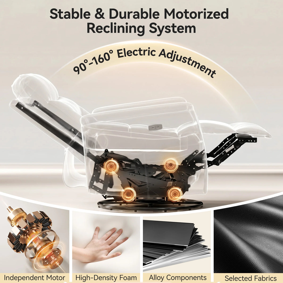 Kerdom PU Leather Power Lift Recliner With Vibration Massage