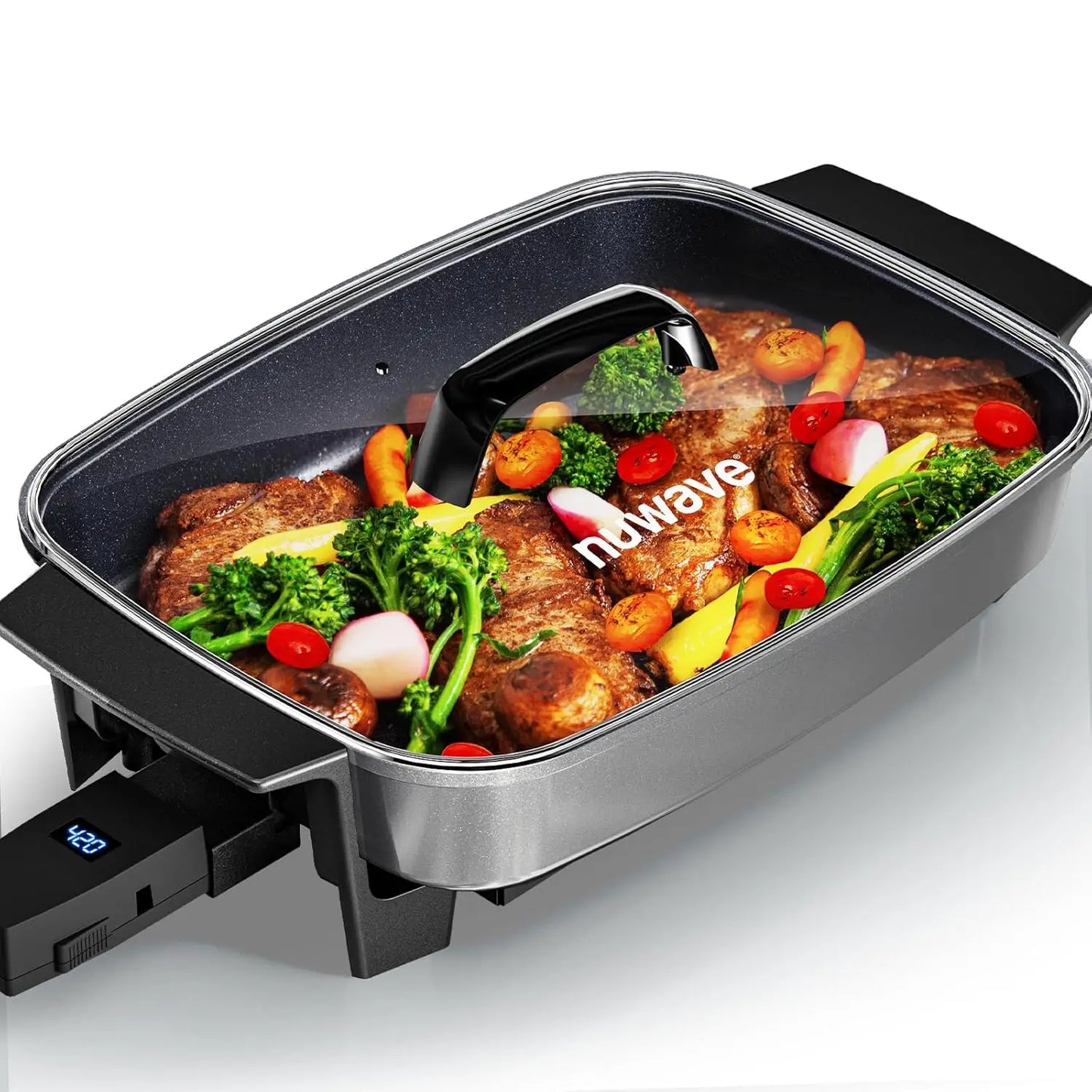 XMSJ Medley XL Electric Skillet Digital Family Griddle Lid