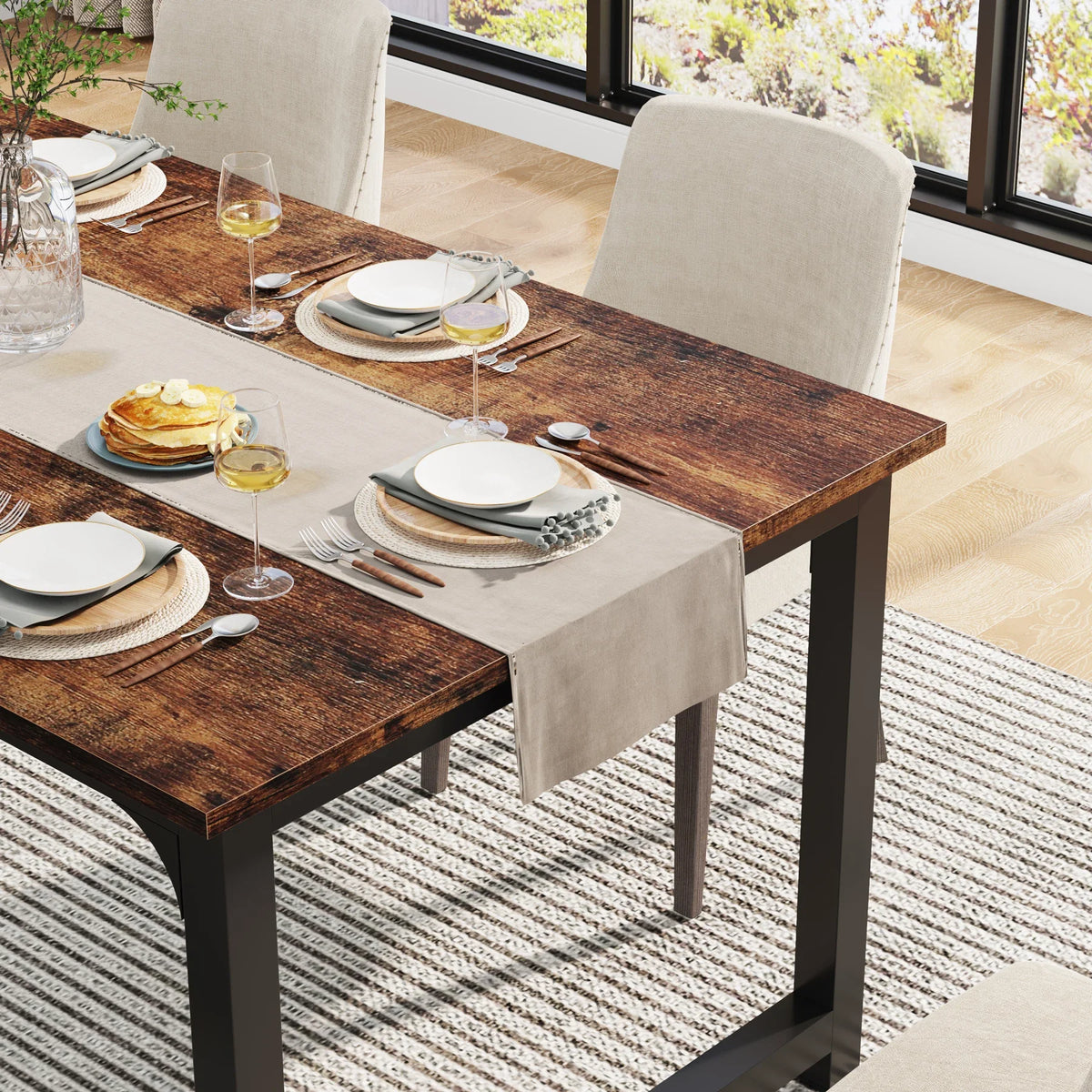 Tribesigns Industrial Rectangular Wood Dining Table For Kitchen