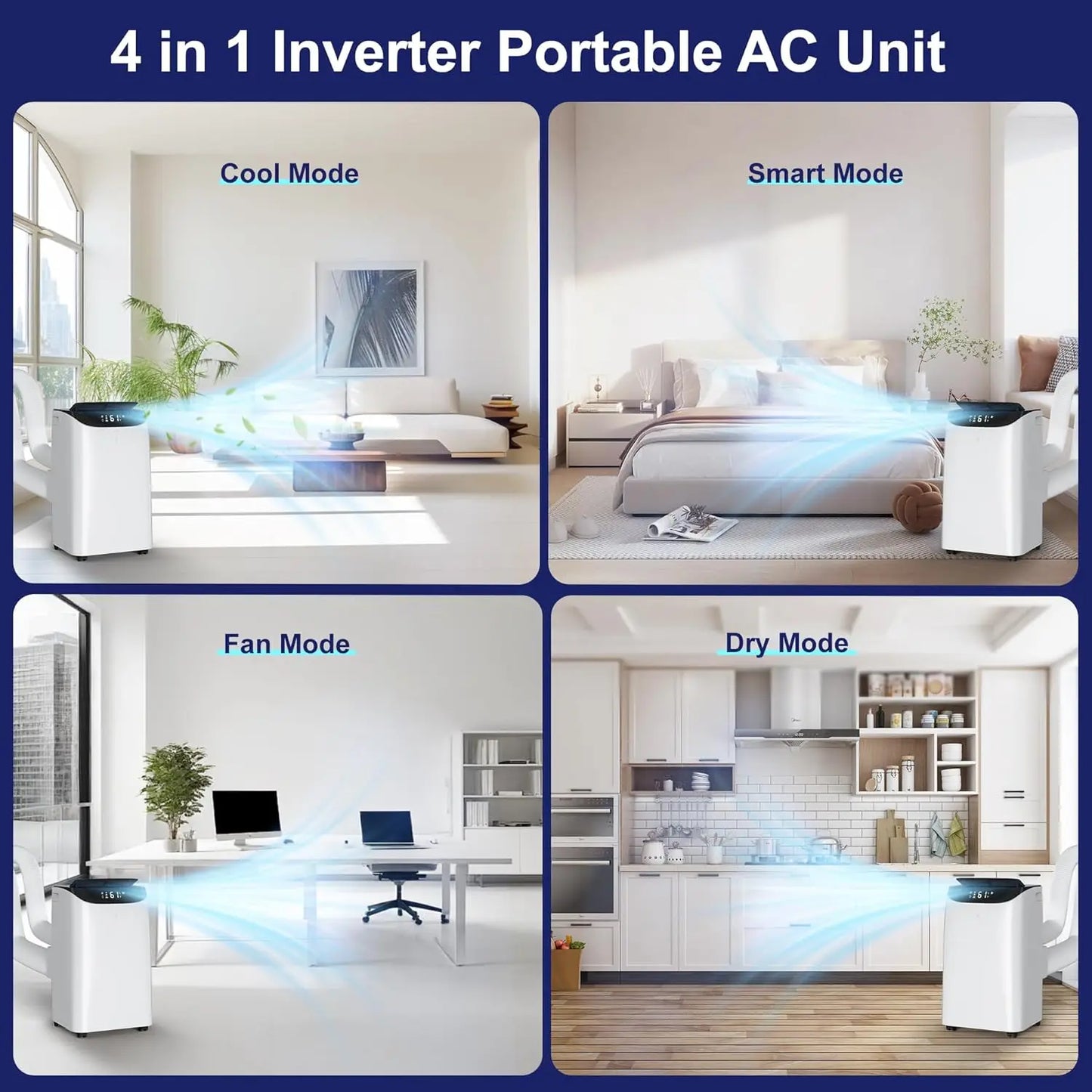 XMSJ Portable Air Conditioner With Remote Dual Hose Dehumidifier Fan