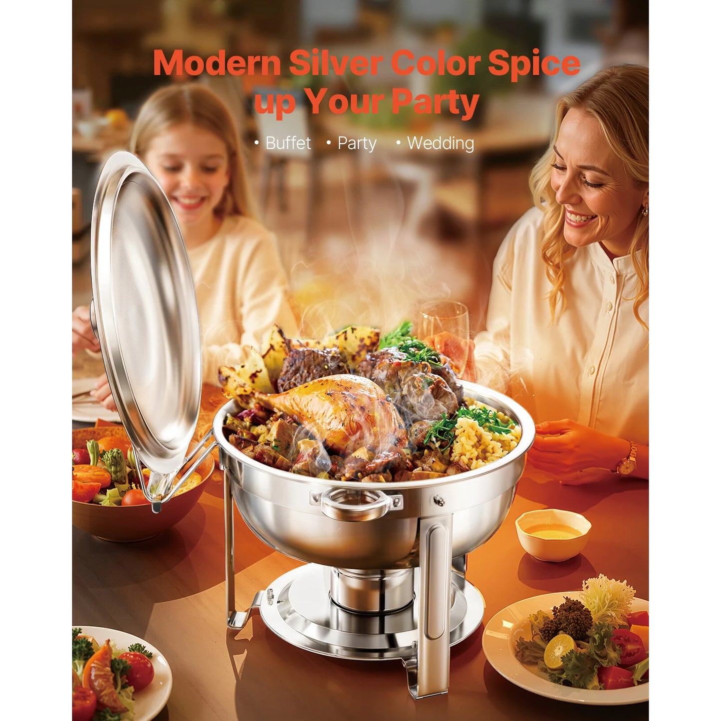 SucceBuy Stainless Steel Chafing Dish Buffet Set With Lid Water Pan