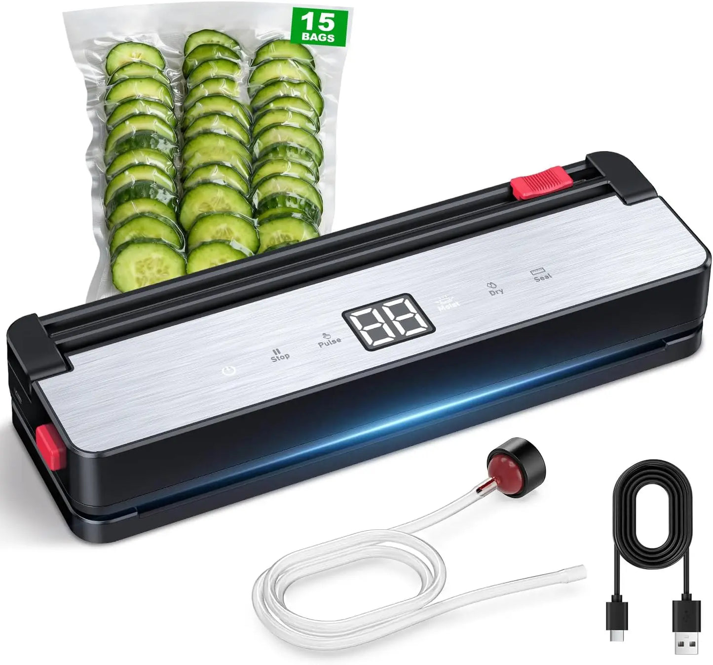 XMSJ Portable Vacuum Sealer 75kPa 4000mAh Rechargeable