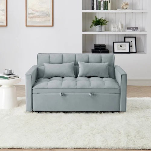 Modern Velvet Sofa Bed With Pullout And Adjustable Back