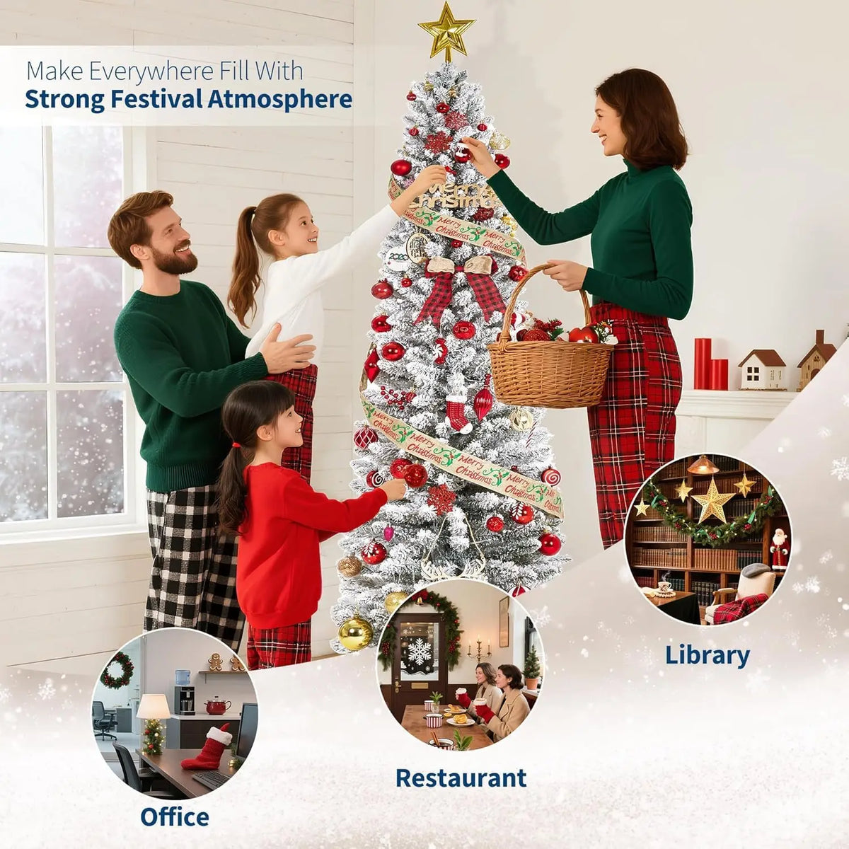 Studyset Flocked Pencil Christmas Tree With Lights And Metal Stand