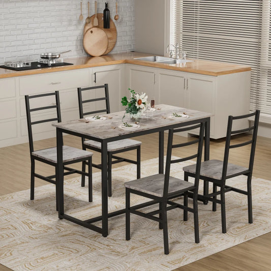 Dining Table Set For 4 Farmhouse Dinette With 4 Chairs