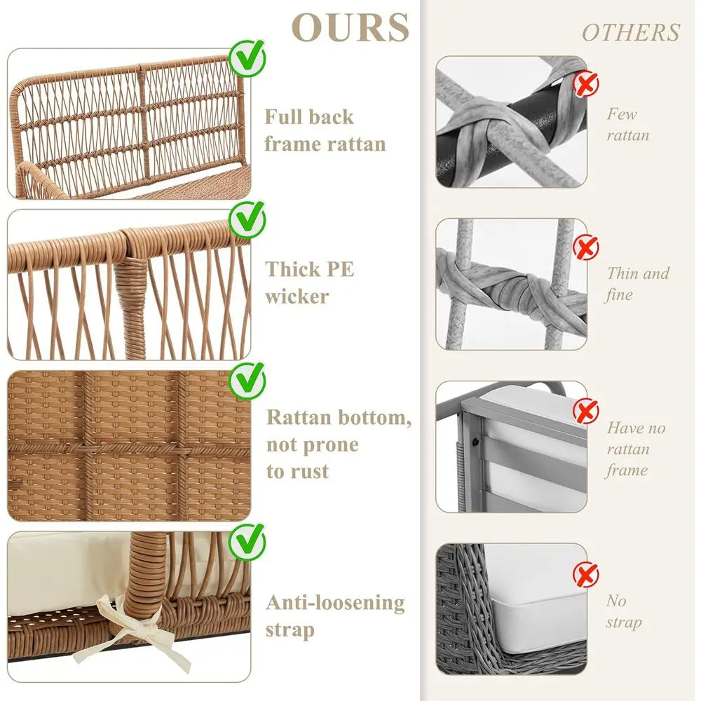 Outdoor Patio Sofa Set Rattan Wicker Conversation Couch