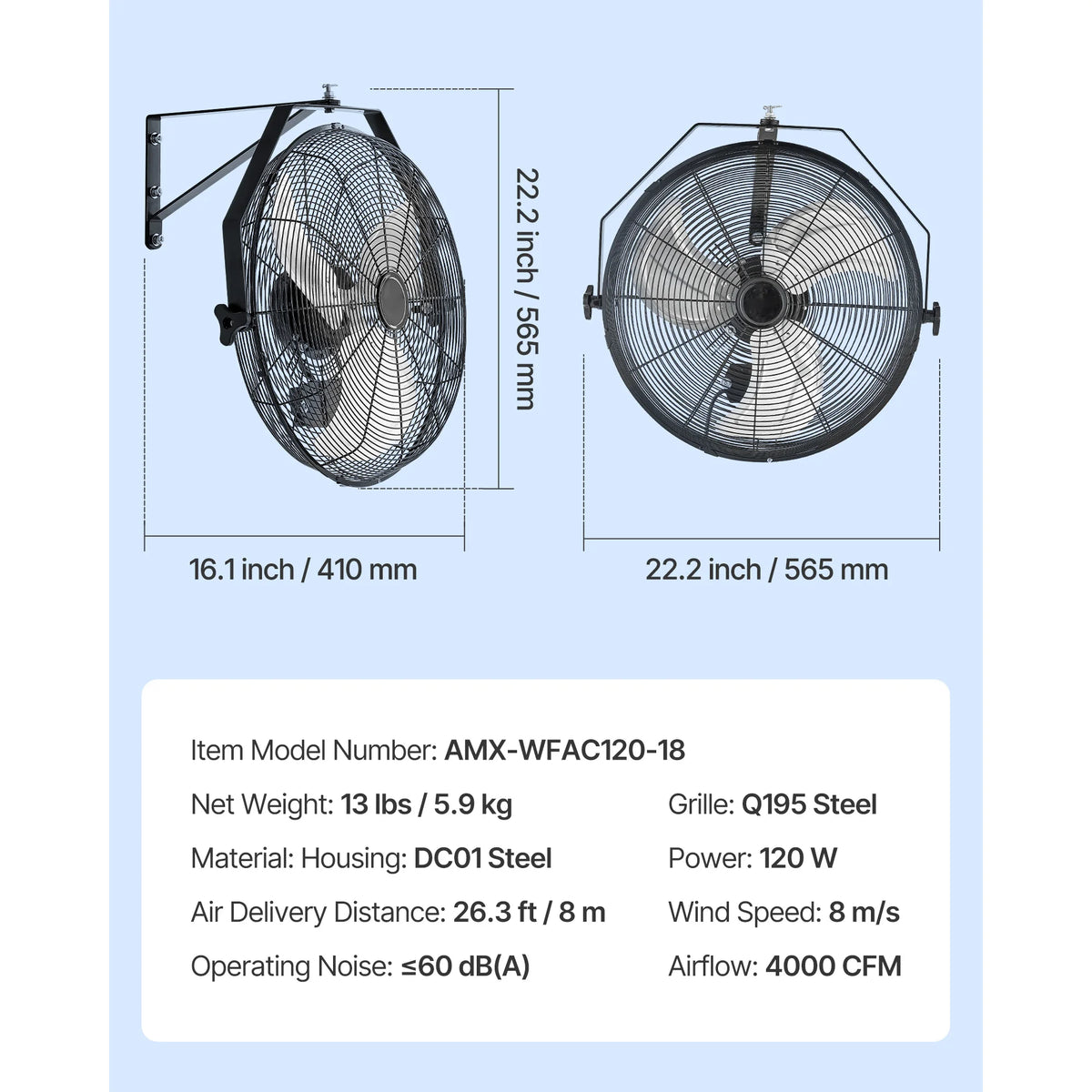 SucceBuy Industrial Wall Mount High Velocity Waterproof Fan for Workshops