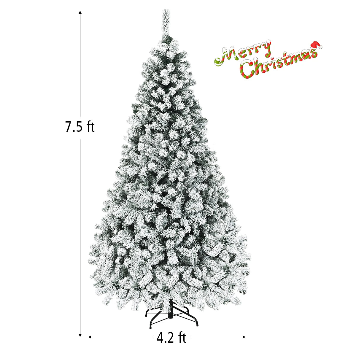 MULTIGOT Pre-Lit Snow Flocked Hinged Artificial Christmas Tree