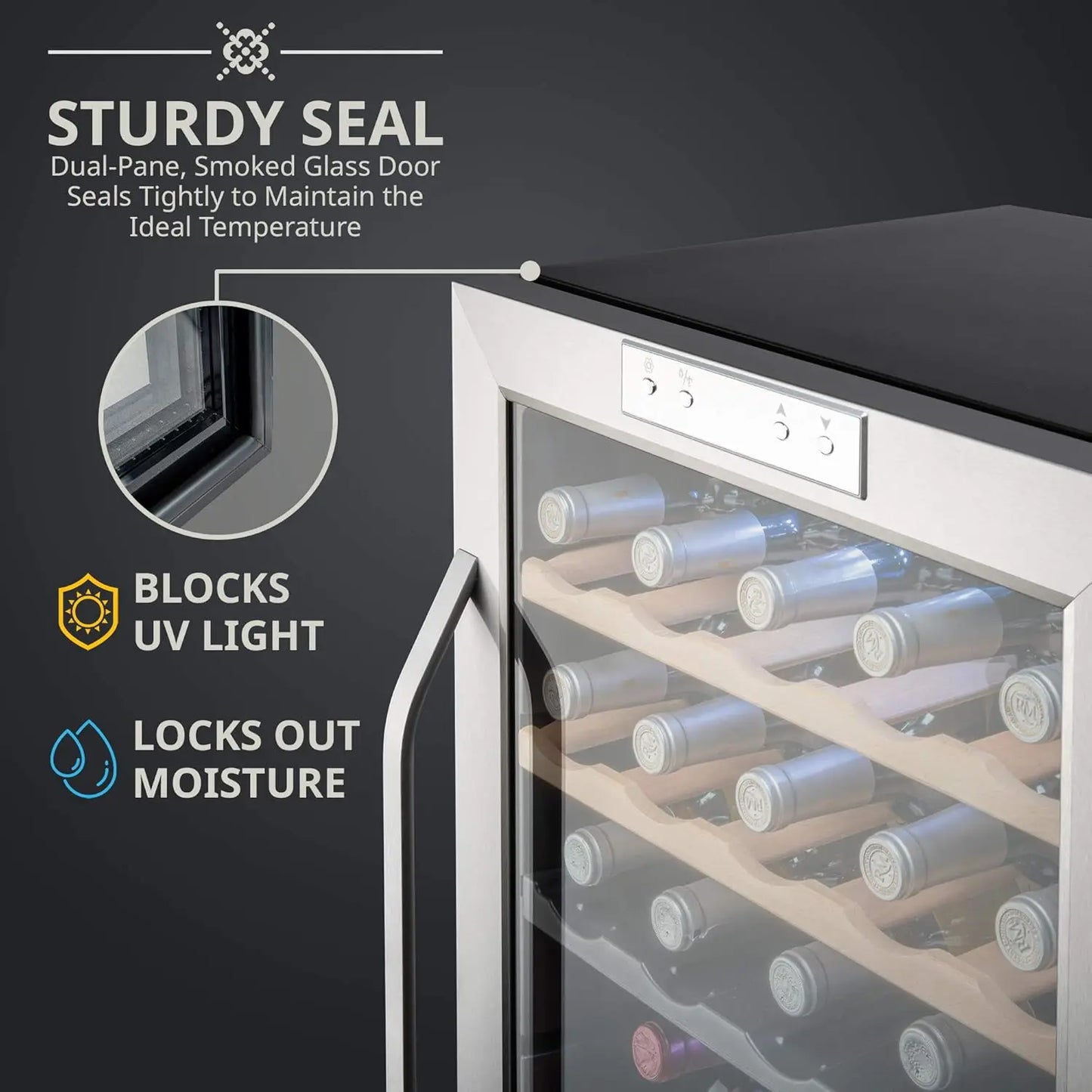 XMSJ Dual Zone Wine Cooler With Lock 41 To 64 Fahrenheit Digital Control