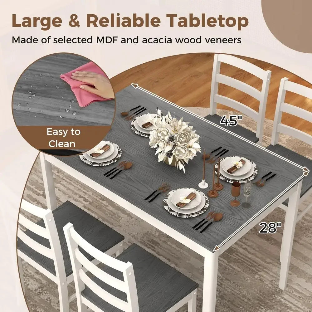 XMSJ Dining Table Set For 4 Modern Wood Kitchen Dinette