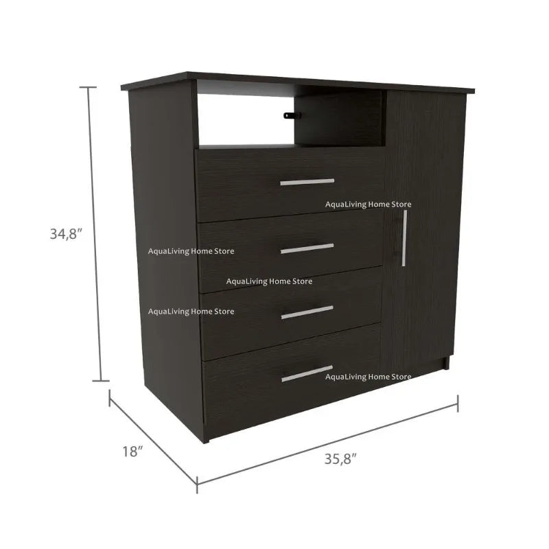 Modern Bedroom Furniture Set With Wardrobe And Four Drawer Dresser