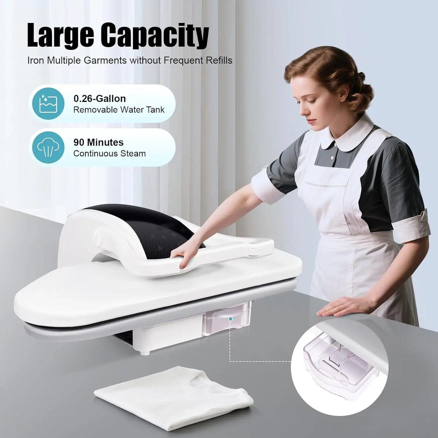 XMSJ 1600W Steam Press For Clothes With 1L Tank And 5 Fabric Modes