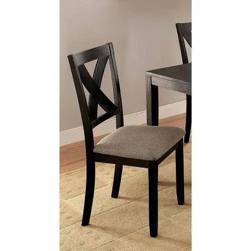Contemporary Dining Table Set With Cushioned Cross Back Chairs