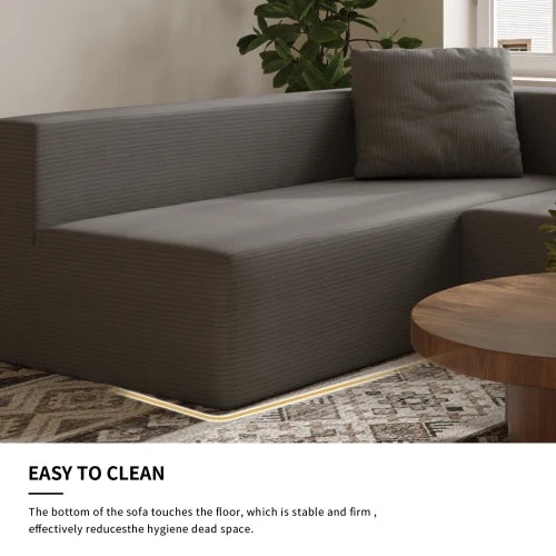 L-Shaped Modular Sofa with Movable Ottoman for Living Room