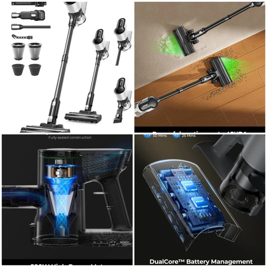 XMSJ Cordless Vacuum Cleaner 500W 45KPa Self-Standing