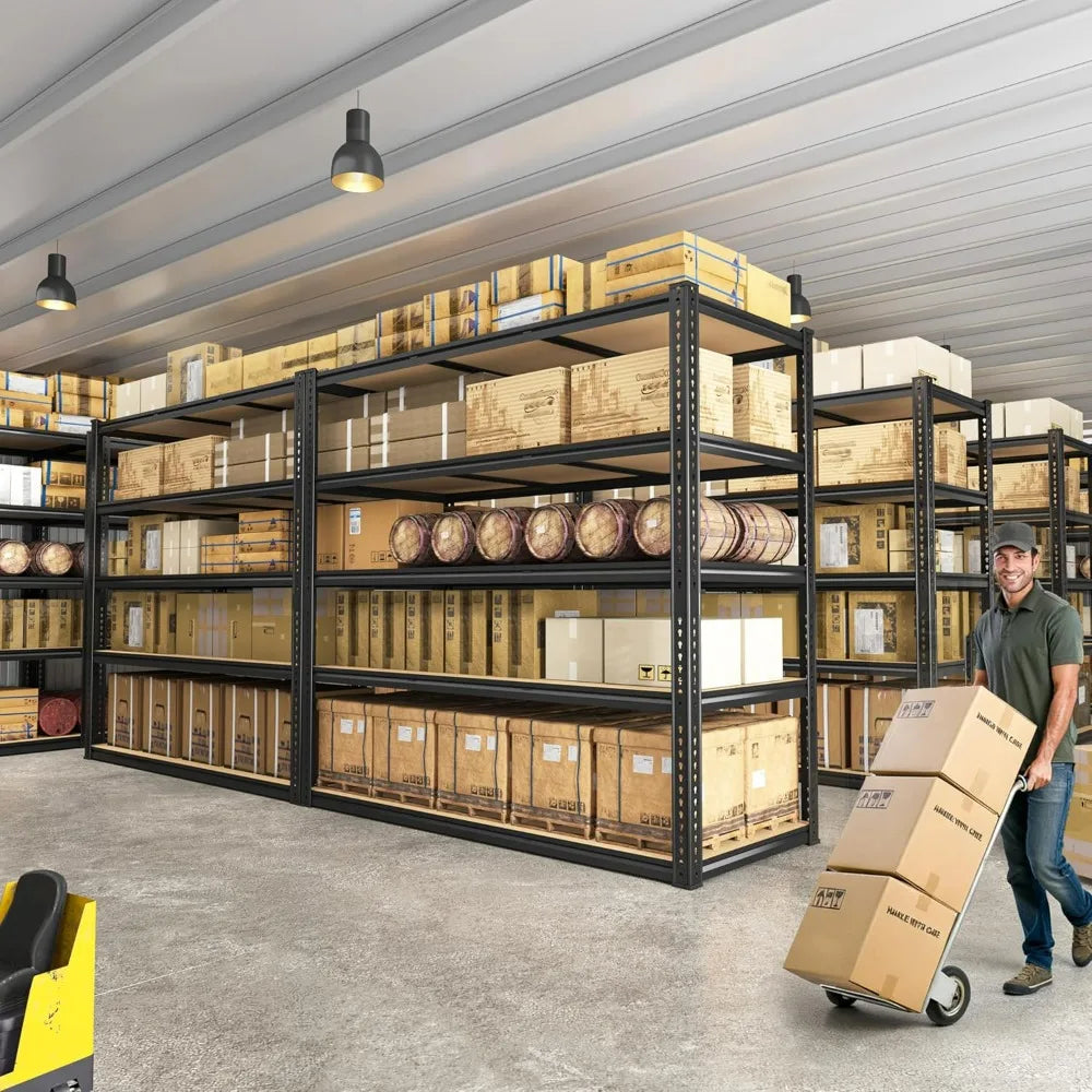 Heavy Duty Garage Shelving With Five Adjustable Metal Tiers