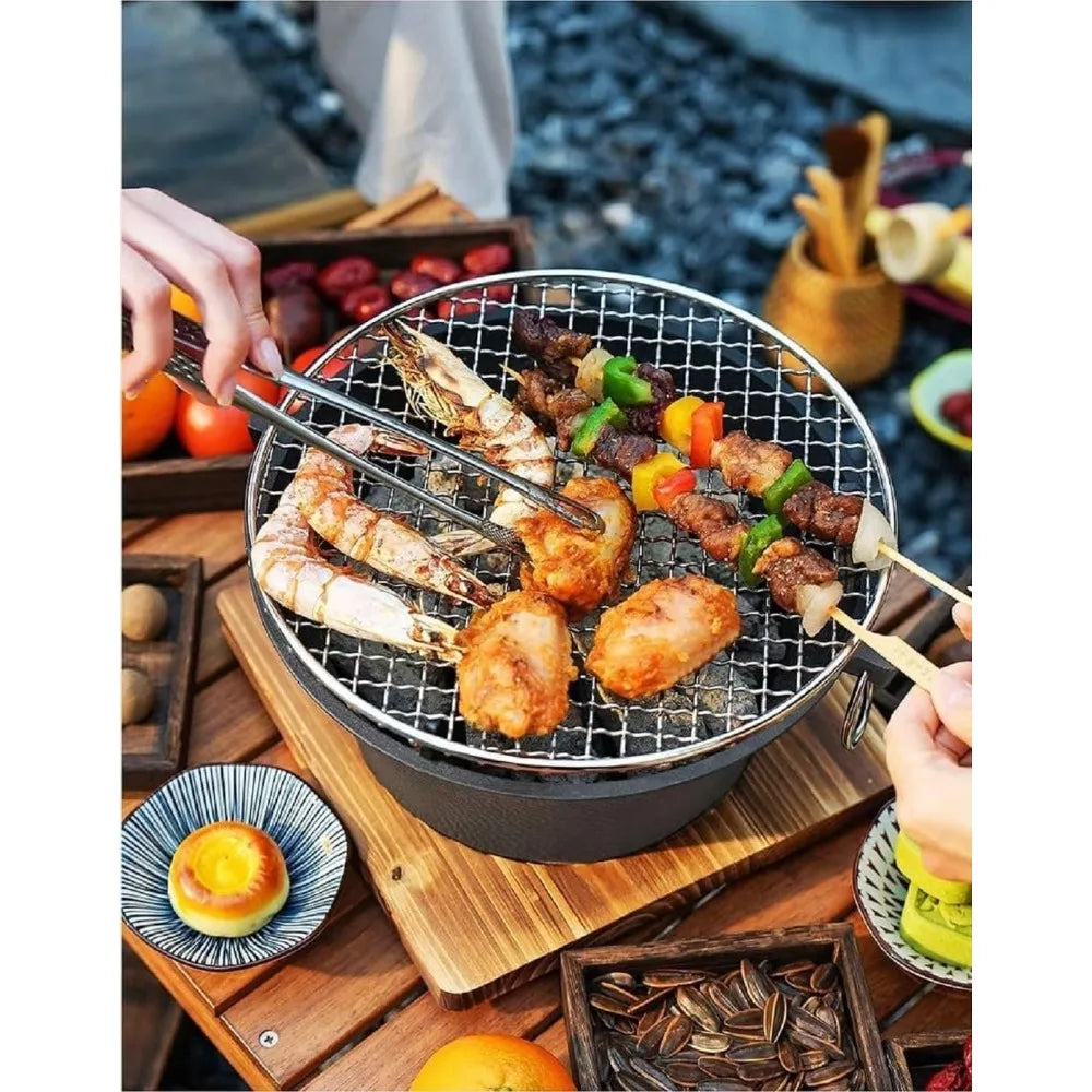 NBVCX Portable Cast Iron Mini Charcoal Grill For Camping