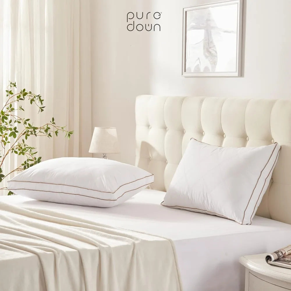 Puredown Goose Feathers And Down Pillow Gusseted Set Of 2