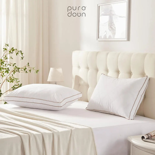 Puredown Goose Feathers And Down Pillow Gusseted Set Of 2