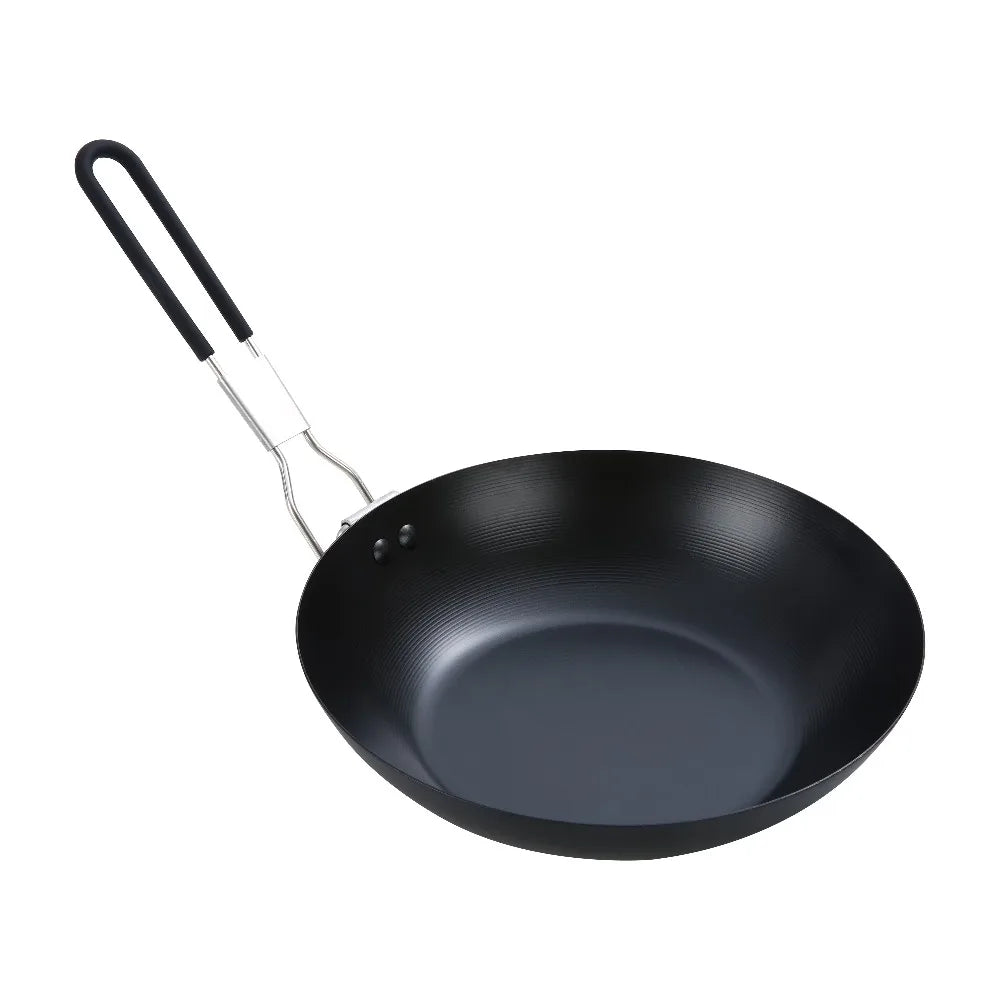 Folding Handle Carbon Steel Frying Pan Skillet Preseasoned for Induction