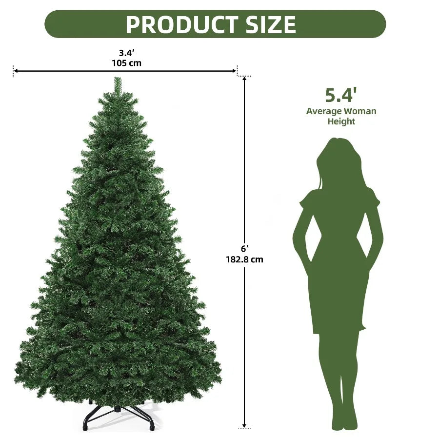 Uforic Artificial Spruce Christmas Tree 880 Branch Tips Foldable Base