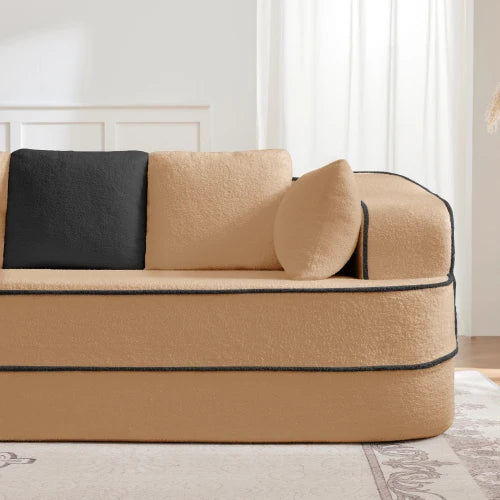 Modular Sectional Sofa With Teddy Velvet Ergonomic Design Non Slip Bottom