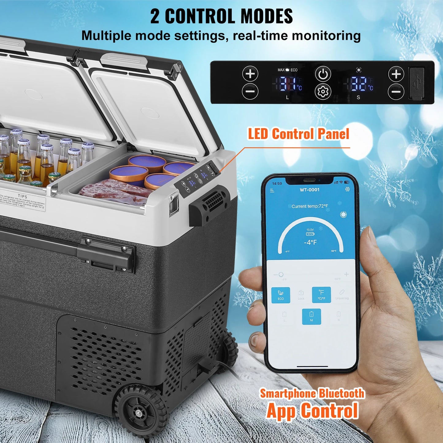 Portable Car Refrigerator Dual Zone Compressor Cooler