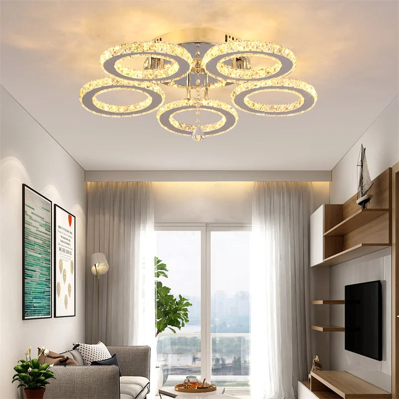 GreeLustr Modern Led Crystal Pendant Ceiling Light Fixture