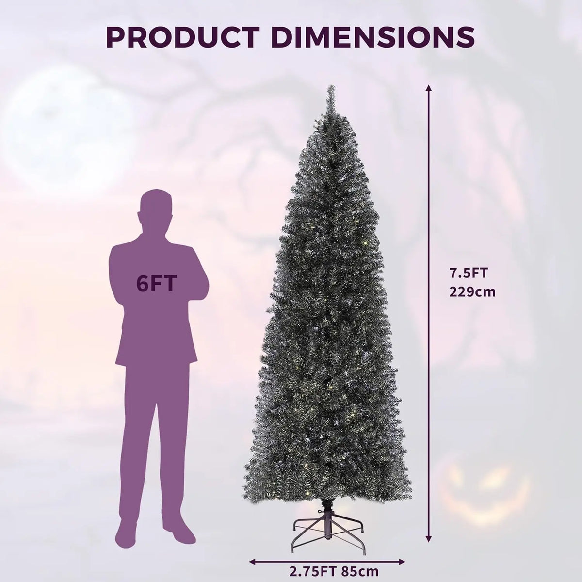 HiMISS Artificial Halloween Christmas Tree With Sturdy Metal Stand