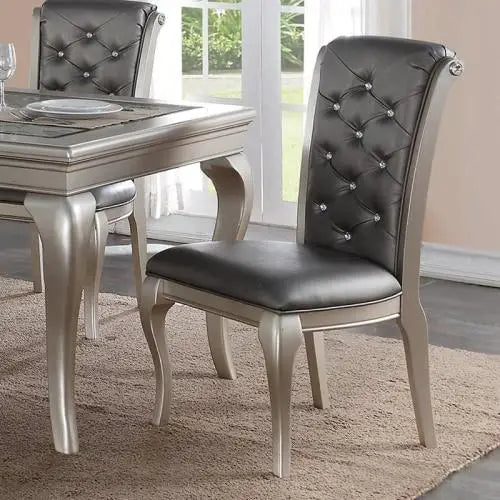 Modern Glass Top Dining Table Set With Six Tufted Chairs