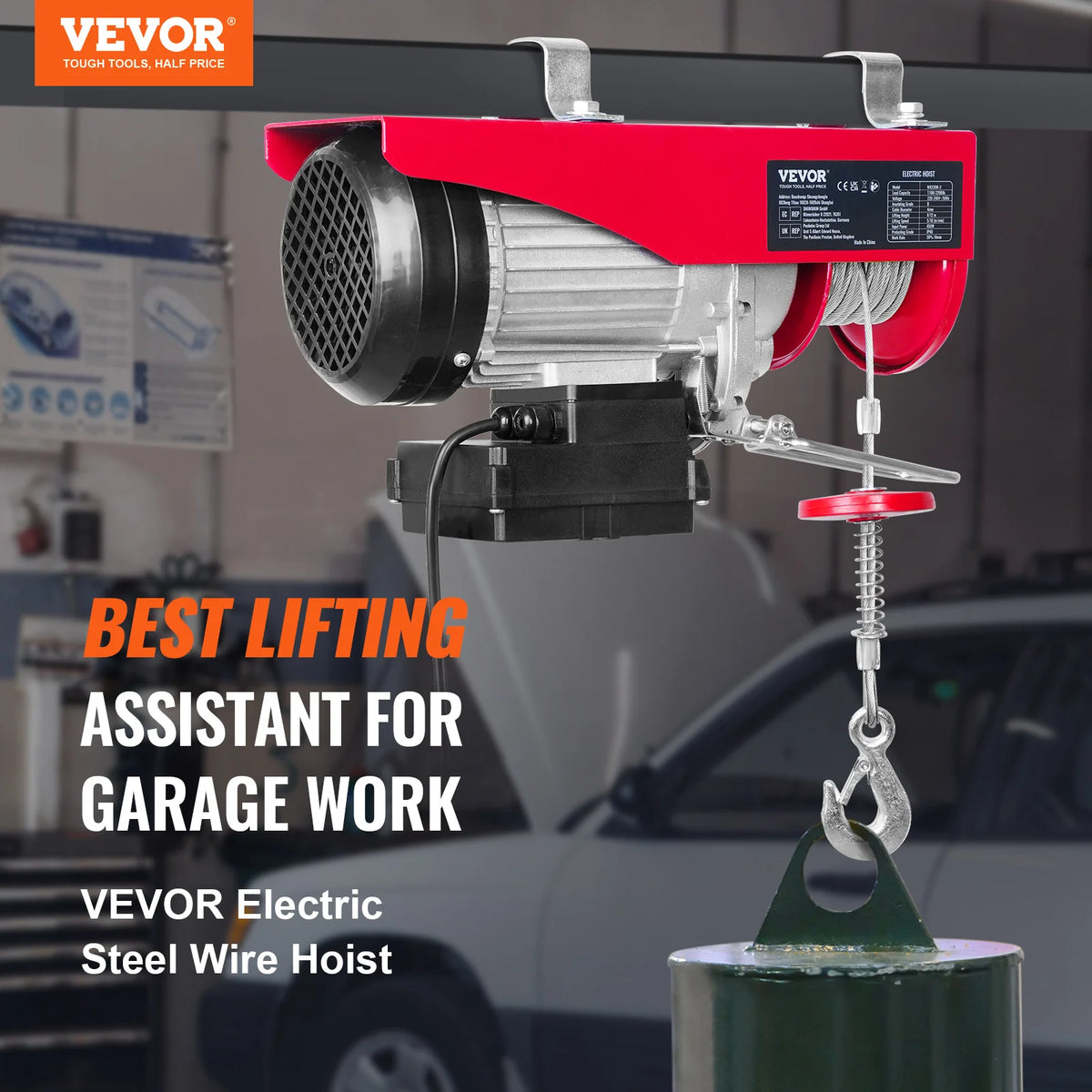 SucceBuy Wireless Electric Hoist Steel Wire Winch for Garage Use