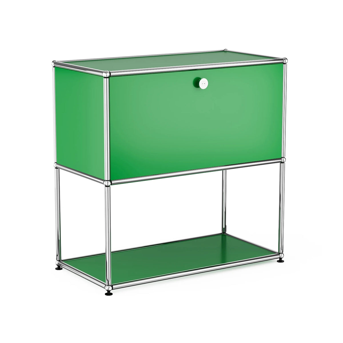 Modern Modular Metal Nightstand With Two Tier Open Storage Cabinet