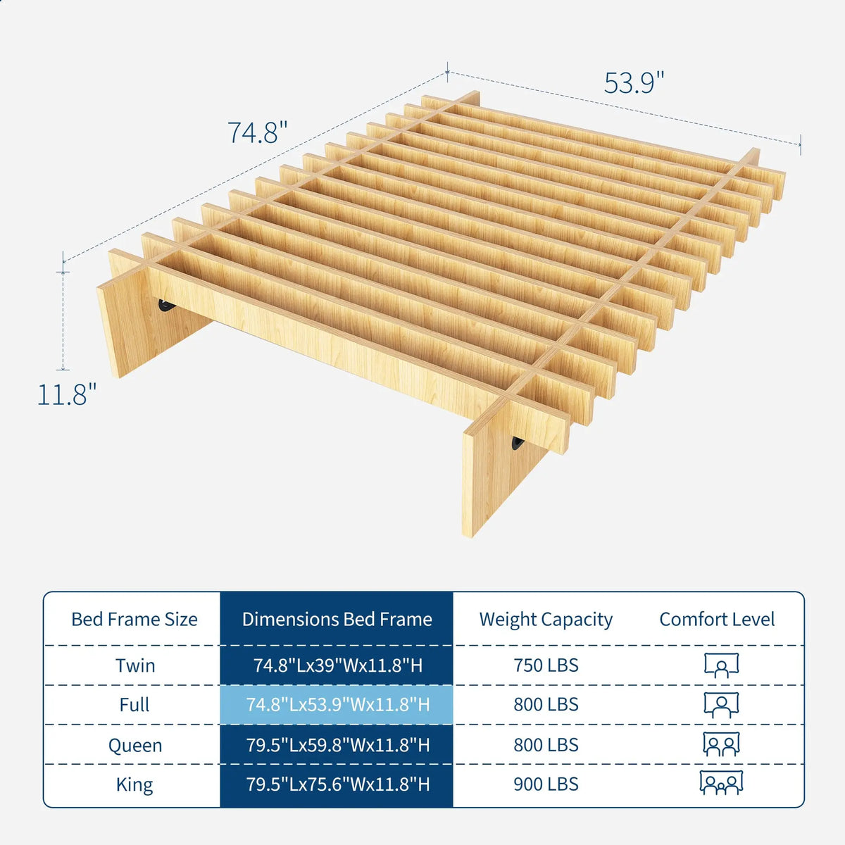 HiMISS Wood Platform Bed Frame Low Profile No Box Spring