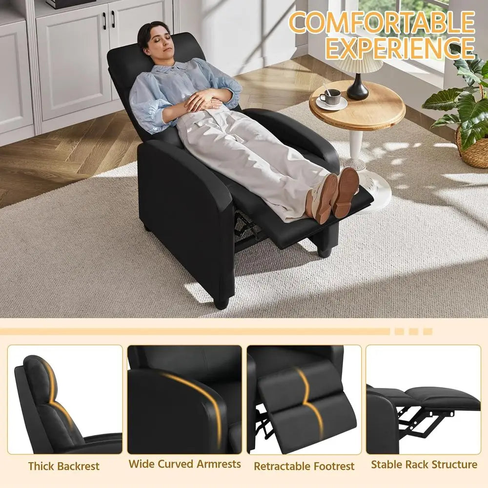 Recliner Chair PU Leather Home Theater Seating with Lumbar Support