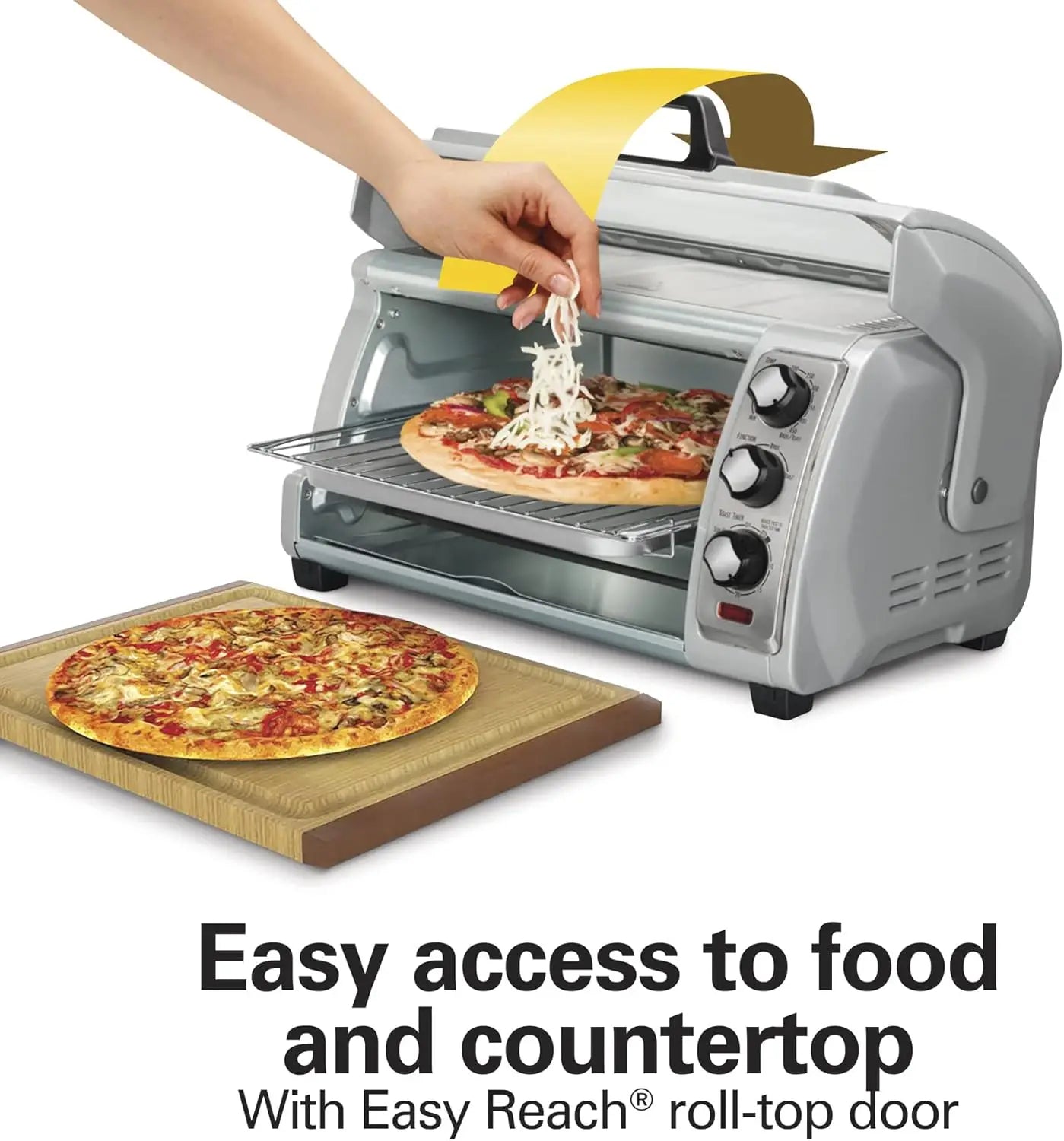 XMSJ 6 Slice Toaster Oven With Roll Top Door Shutoff
