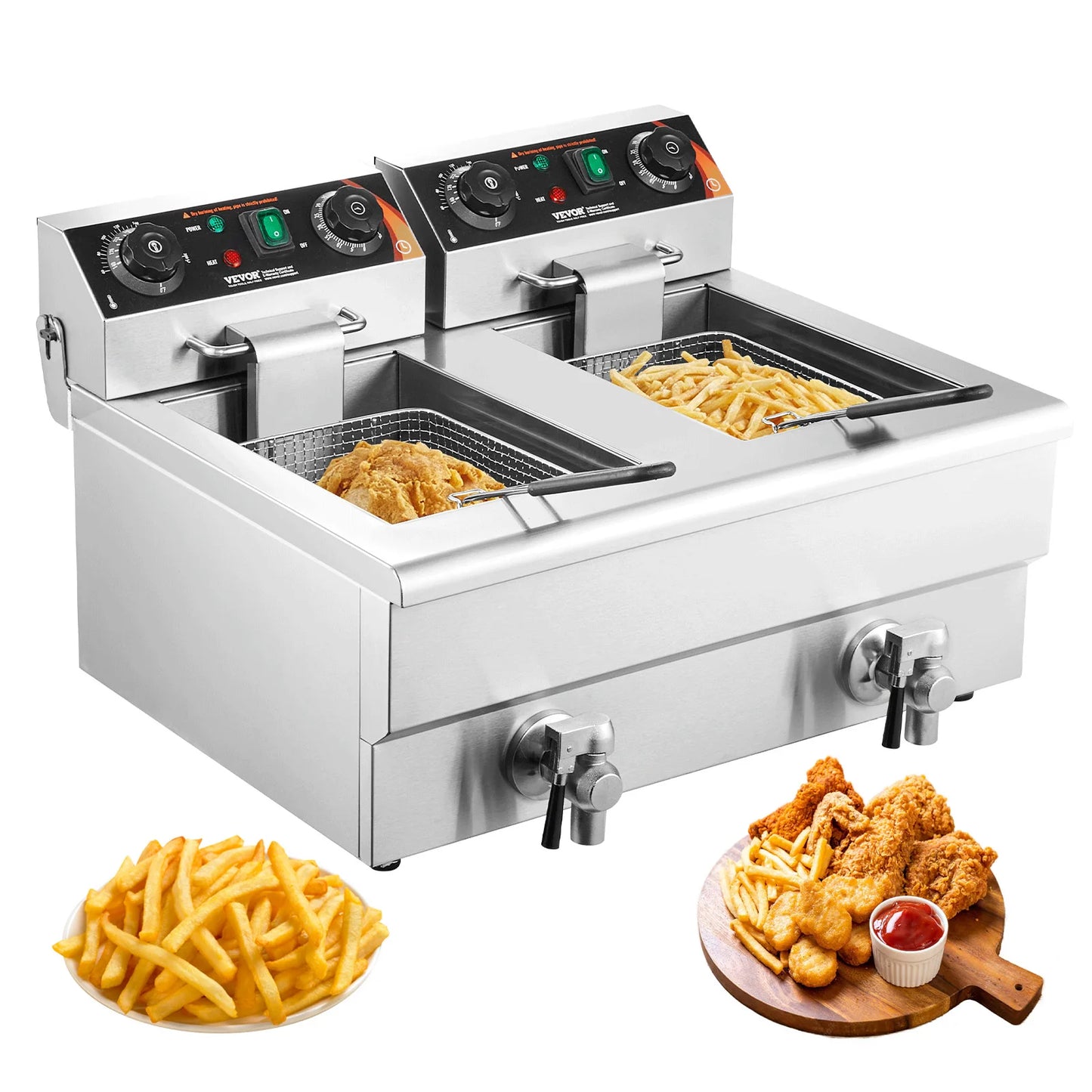 SucceBuy Electric Dual Tank Deep Fryer Commercial Countertop Fryer