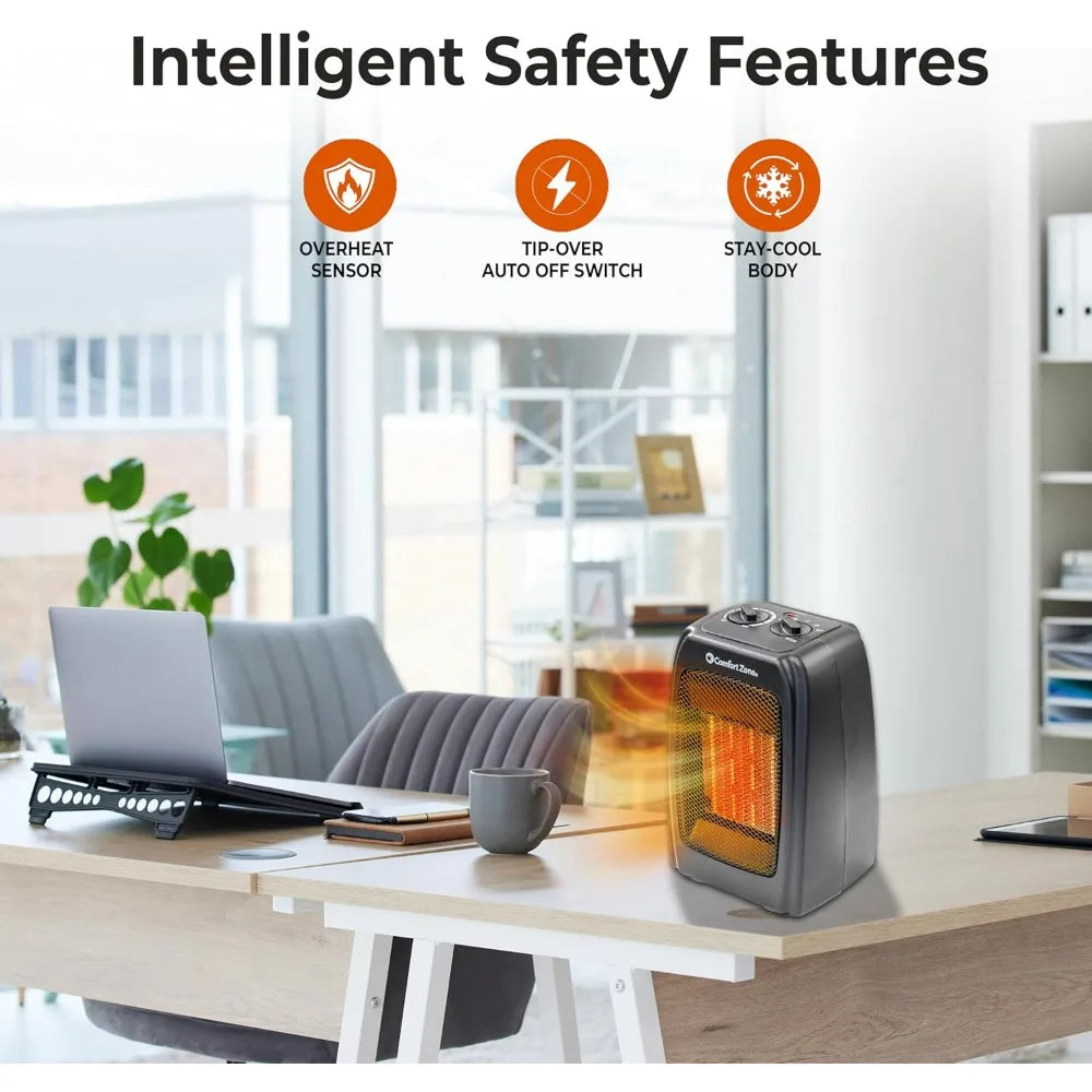 Comfort Zone CZ442E Portable Ceramic Space Heater With Safety Protection