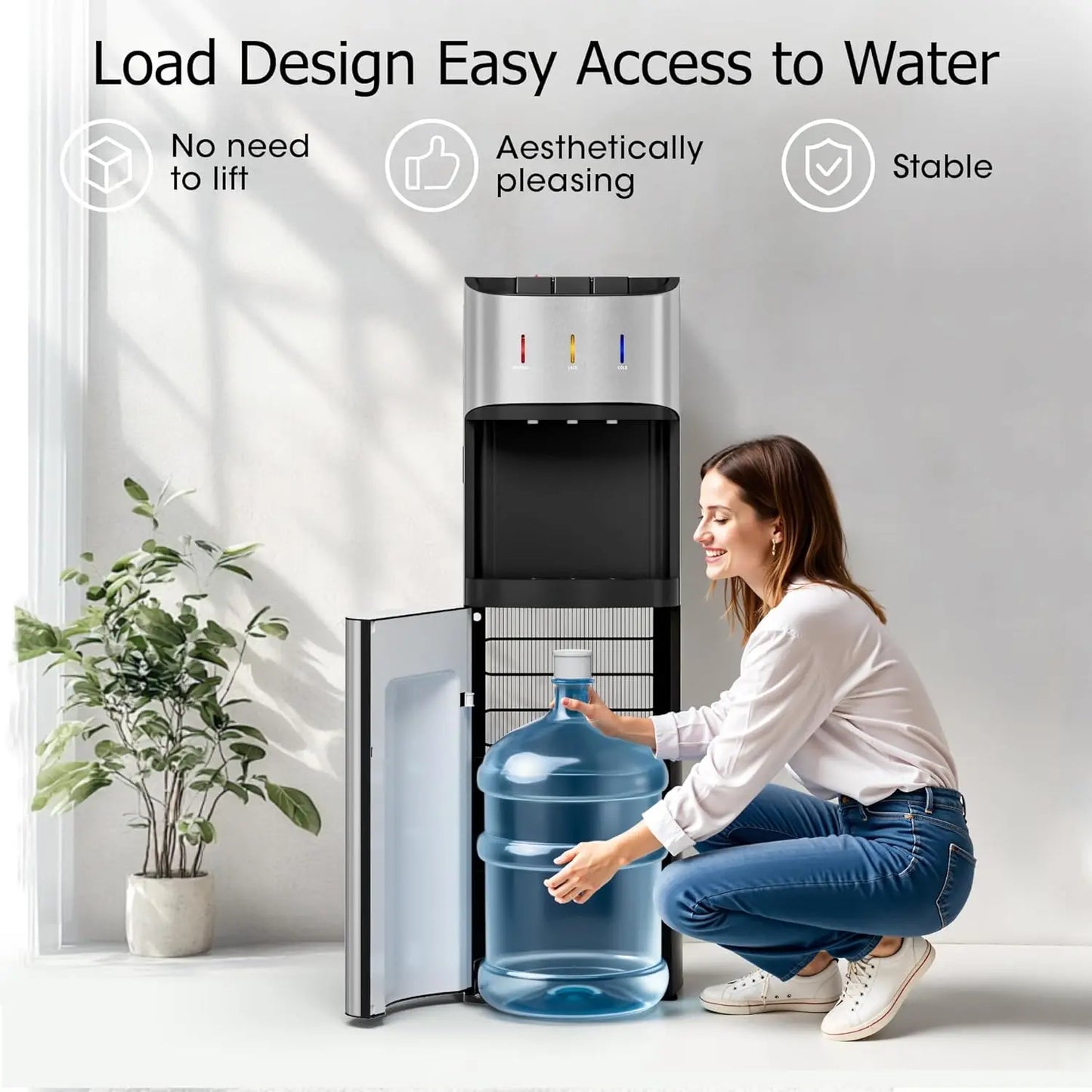 XMSJ Bottom Loading Water Cooler Dispenser Stainless Steel With Hot