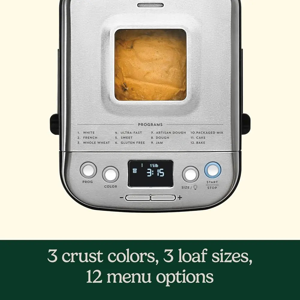 Stainless Steel Automatic Bread Maker With 12 Menu Options