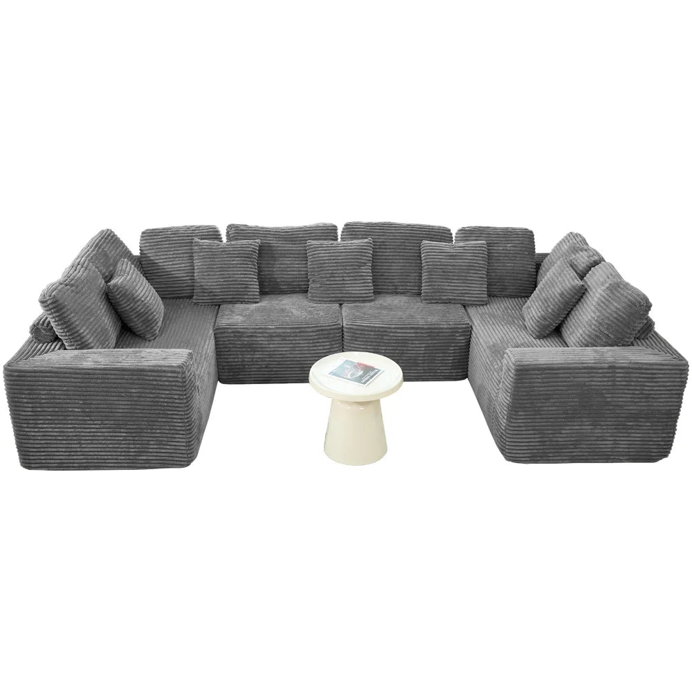 Modular U Shaped Sectional Sofa 6 Seater With Reversible Design
