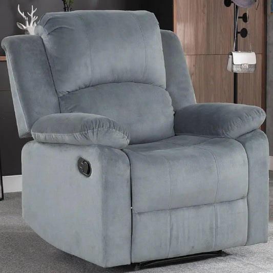Manual Recliner Chair Overstuffed Fabric Sofa For Living Room