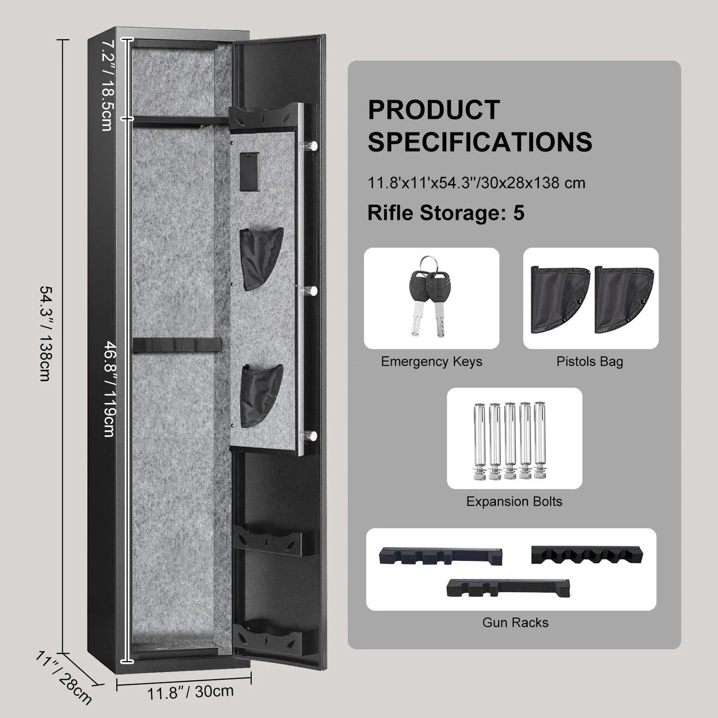 SucceBuy Digital Keypad Gun Storage Cabinet With Removable Shelf