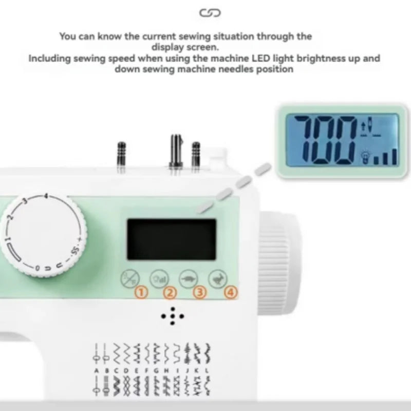 Electric Home Sewing Machine With LCD Display Double Needle Overlock
